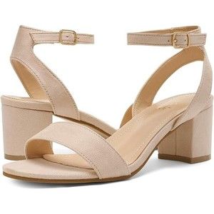 DREAM PAIRS Shoes Women's 10 Open Toe Ankle Strap Low Block Heel Sandal Beige